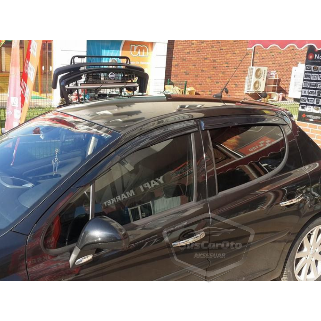 Juego de deflectores de viento Mugen para Peugeot 207 2006-2012, color negro piano, 4 unidades, importado