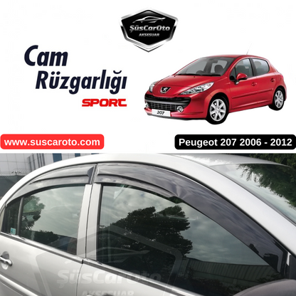 Juego de deflectores de viento Mugen para Peugeot 207 2006-2012, color negro piano, 4 unidades, importado