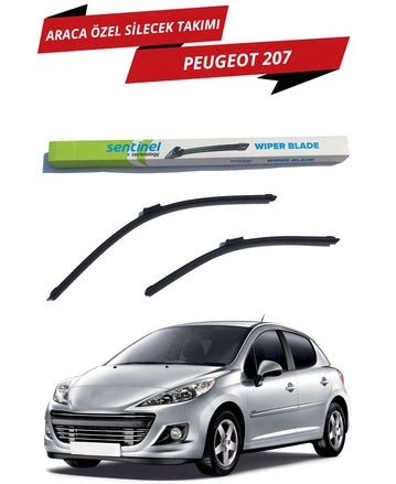 Peugeot 207 2006-2012 Juego de escobillas de limpiaparabrisas delanteros planos Sentinel específicas para el vehículo, derecha e izquierda