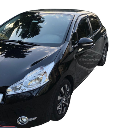Juego de deflectores de viento Mugen para Peugeot 208 2012-2018, negro piano, 4 piezas, importado