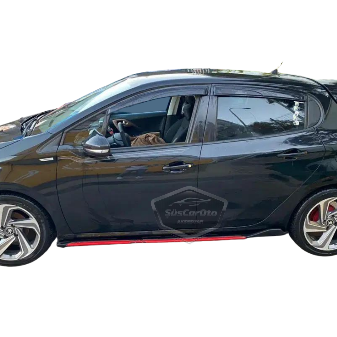 Juego de deflectores de viento Mugen para Peugeot 208 2012-2018, negro piano, 4 piezas, importado