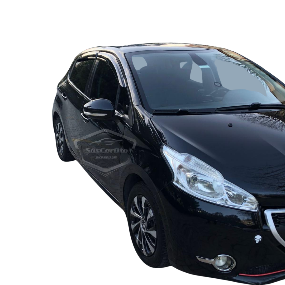 Juego de deflectores de viento Mugen para Peugeot 208 2012-2018, negro piano, 4 piezas, importado