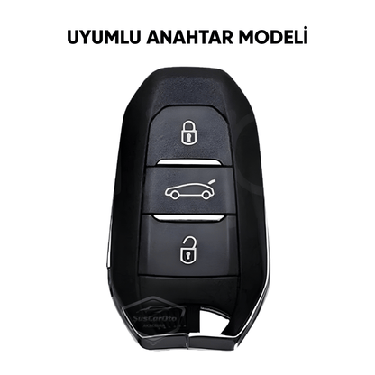 Funda de silicona para llave de coche Peugeot 208 308 508 2008 3008 5008 Citroen C3 C4, carcasa de llave de coche, llavero amortiguador, gris titanio oscuro PNT108