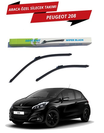 Juego de escobillas limpiaparabrisas delanteras tipo banana específicas para Peugeot 208 de 2012 en adelante (Sentinel) - Derecho e Izquierdo