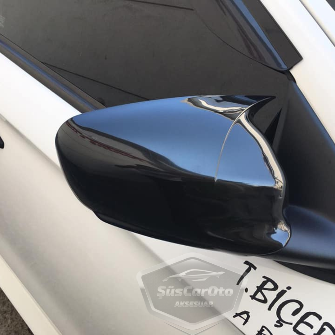 Peugeot 301 2012-2019 Cubierta de Espejo Retrovisor Batman Ala Piano Negro Plástico ABS