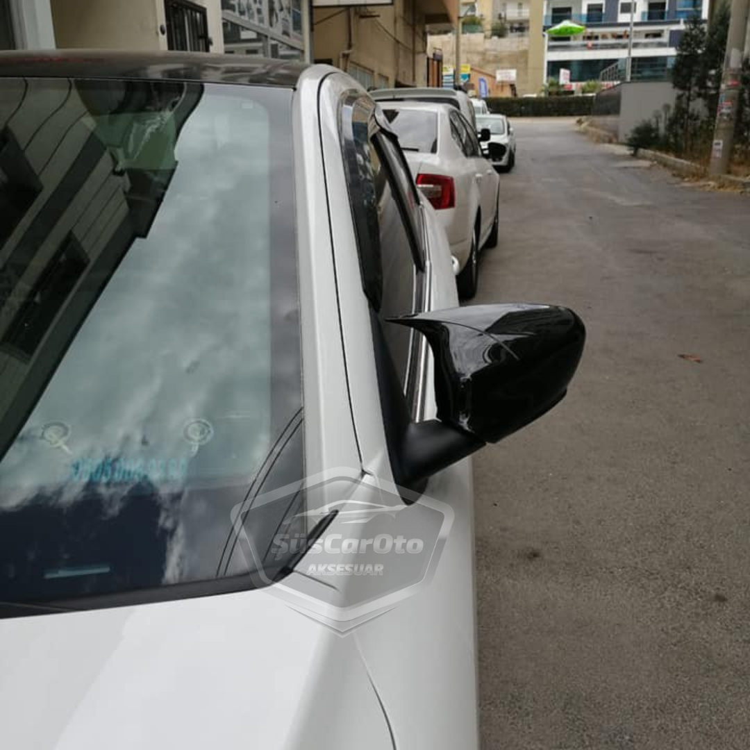 Peugeot 301 2012-2019 Cubierta de Espejo Retrovisor Batman Ala Piano Negro Plástico ABS