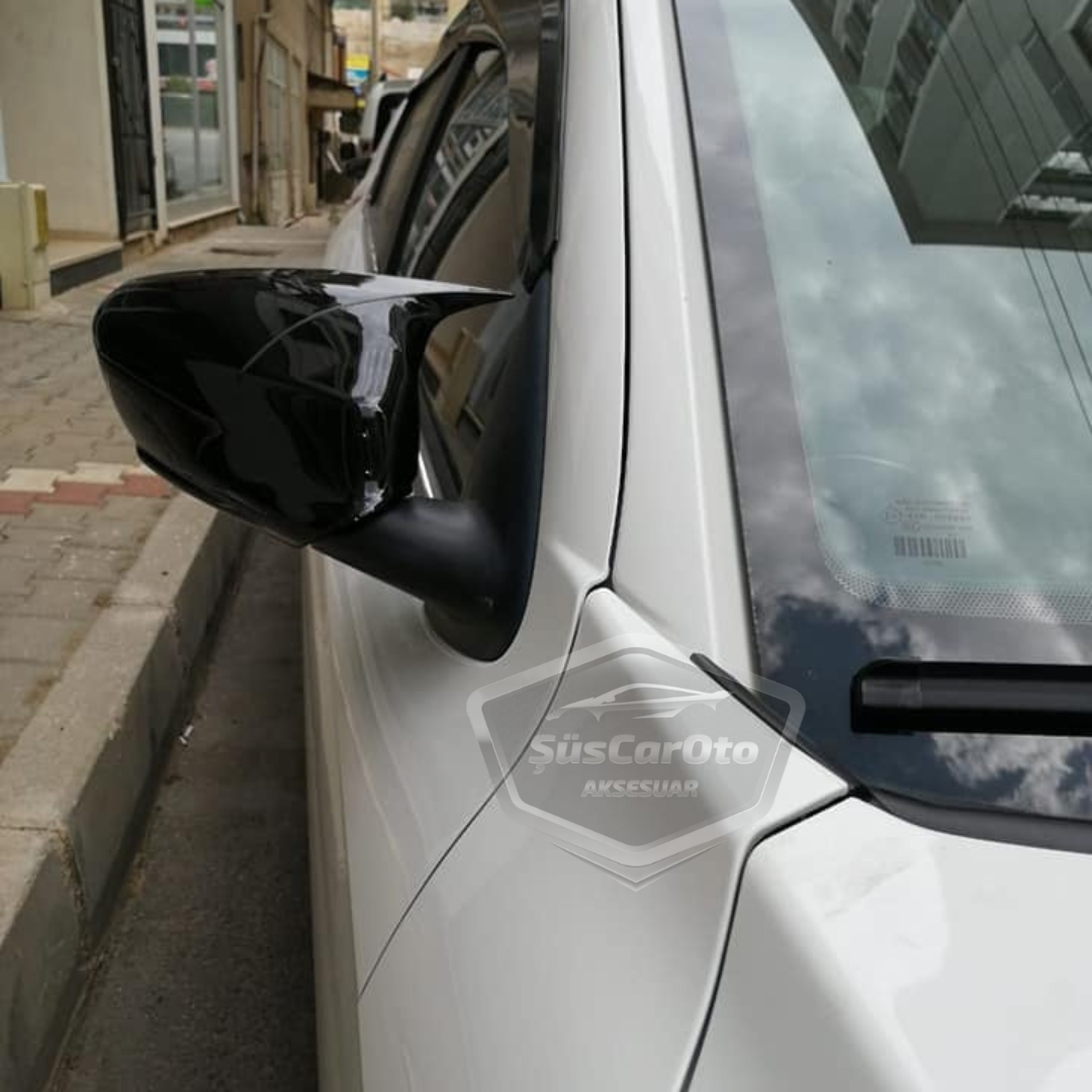 Peugeot 301 2012-2019 Cubierta de Espejo Retrovisor Batman Ala Piano Negro Plástico ABS