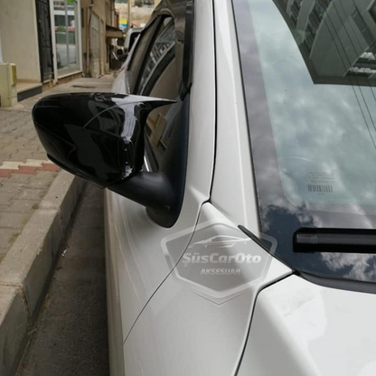 Peugeot 301 2012-2019 Cubierta de Espejo Retrovisor Batman Ala Piano Negro Plástico ABS
