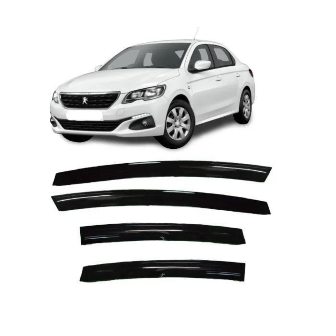 Juego de deflectores de viento Mugen para Peugeot 301 2012-2019, negro piano, 4 unidades, importado