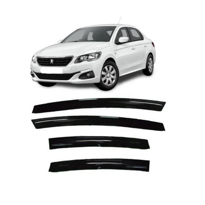Juego de deflectores de viento Mugen para Peugeot 301 2012-2019, negro piano, 4 unidades, importado
