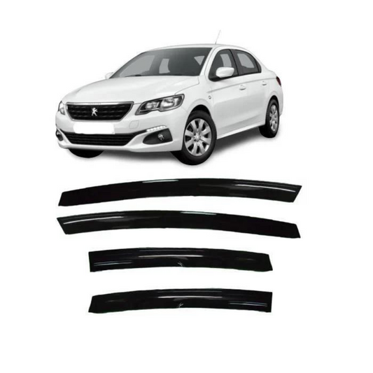 Juego de deflectores de viento Mugen para Peugeot 301 2012-2019, negro piano, 4 unidades, importado