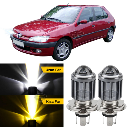 Peugeot 306 1993-2002 Lámpara LED de xenón de doble color amarillo-blanco, bombilla de faro con lente compatible, efecto estroboscópico, lámpara LED CSP, luz alta y baja, juego de 2 unidades