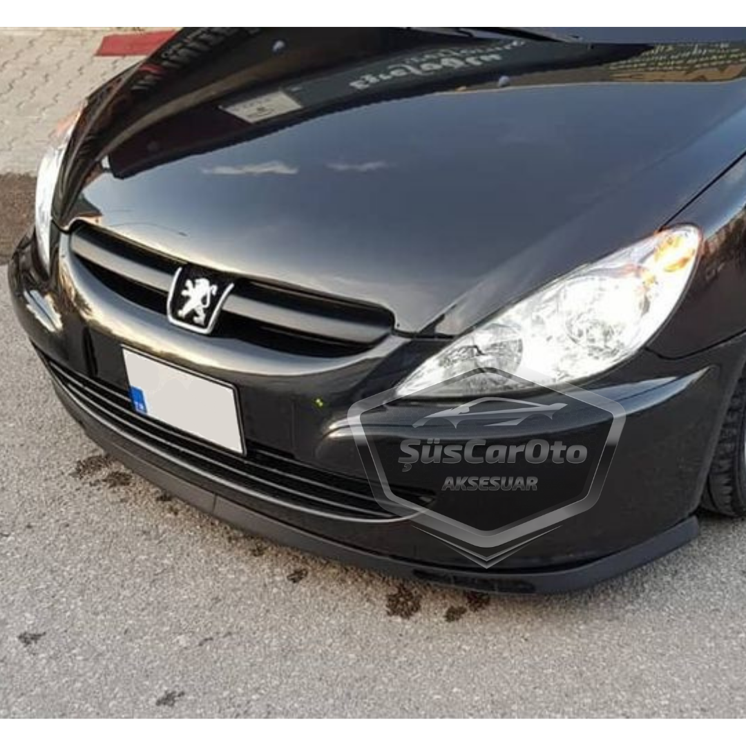 Labio delantero flexible universal Laguna Lip de 2 piezas, compatible con Peugeot 307 2001-2008, añadido inferior de parachoques delantero.
