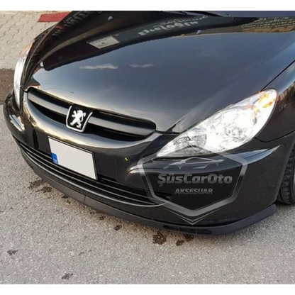 Labio delantero flexible universal Laguna Lip de 2 piezas, compatible con Peugeot 307 2001-2008, añadido inferior de parachoques delantero.