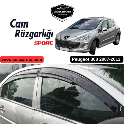 Deflectores de viento Mugen para Peugeot 308 2007-2013, juego de 4 unidades, negro piano, importados.