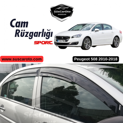 Juego de deflectores de viento Mugen de cristal piano negro de 4 piezas compatible con Peugeot 508 2010-2018 Importado