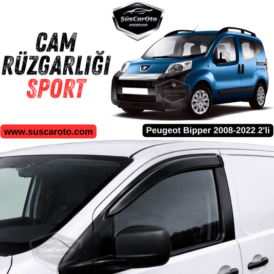 Peugeot Bipper 2008-2022 Uyumlu Mugen Cam Rüzgarlığı Seti Piano Black 2'li İthal Parlak Siyah