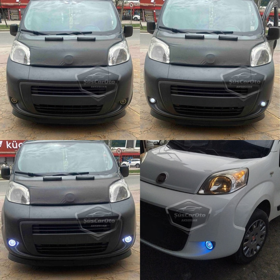Peugeot Bipper 2008-2022 Faros Antiniebla Universales con Lente Angel Metálicos Impermeables 76 mm con Anillo Naranja Luces Diurnas Angel Eyes 2 Unidades