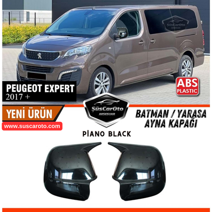 Cubierta de espejo Batman Murciélago compatible con Peugeot Expert 2017 en adelante, plástico ABS negro piano, juego derecho e izquierdo