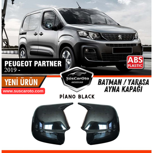 Juego de carcasas de retrovisor tipo "Batman" para Peugeot Partner 2019 en adelante, negro piano, plástico ABS, derecha e izquierda.