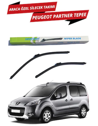 Juego de limpiaparabrisas delanteros planos Sentinel para Peugeot Partner Tepee, específico para el vehículo, derecho e izquierdo