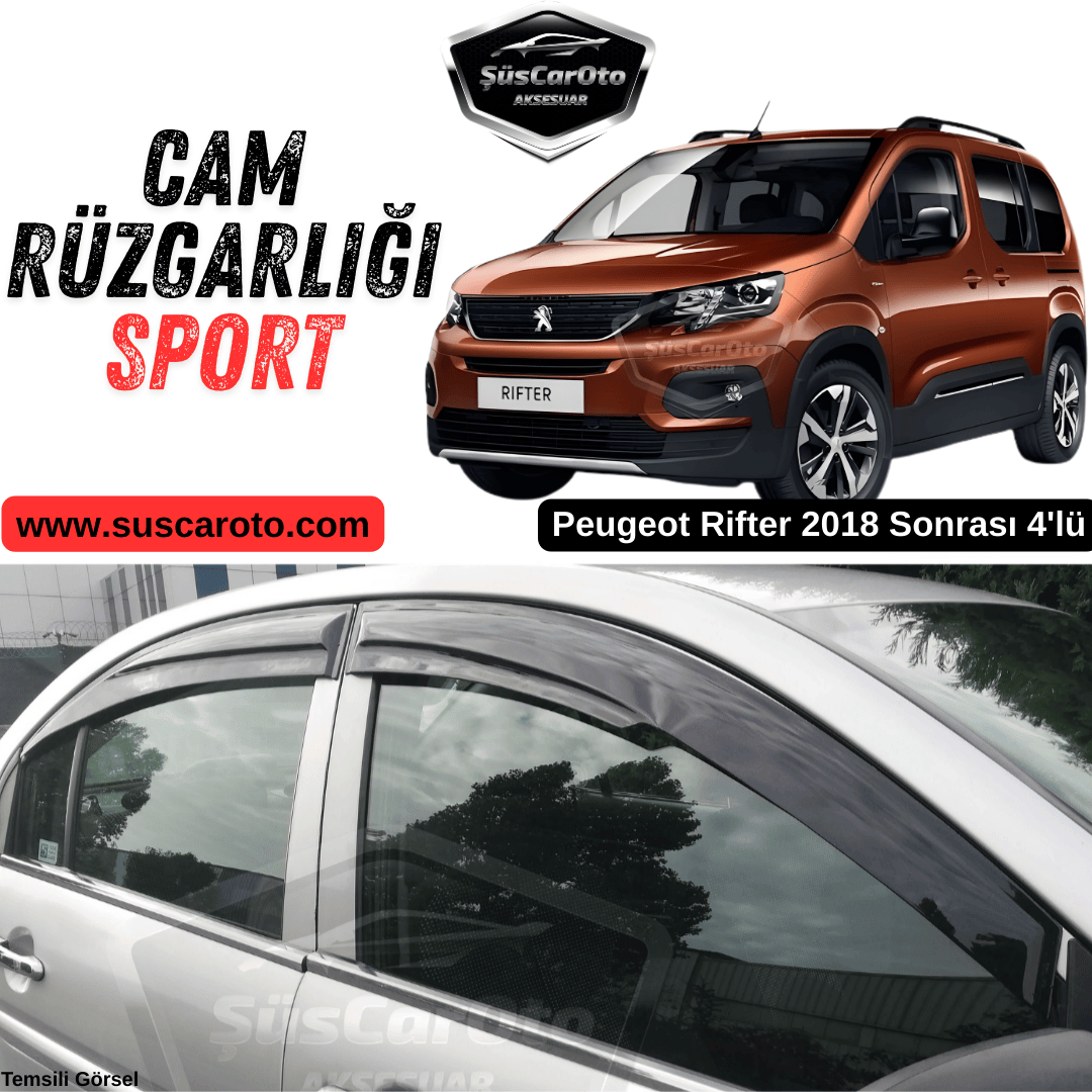 Juego de deflectores de viento Mugen para ventanas compatible con Peugeot Rifter 2018 en adelante, piano black, 4 piezas, importado, negro brillante