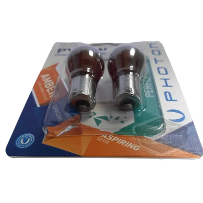 Bombilla de señalización Photon Diadem cromada ámbar de un solo filamento, 12 V 21 W, luz naranja 93 PY21W, cuello corto, juego de 2