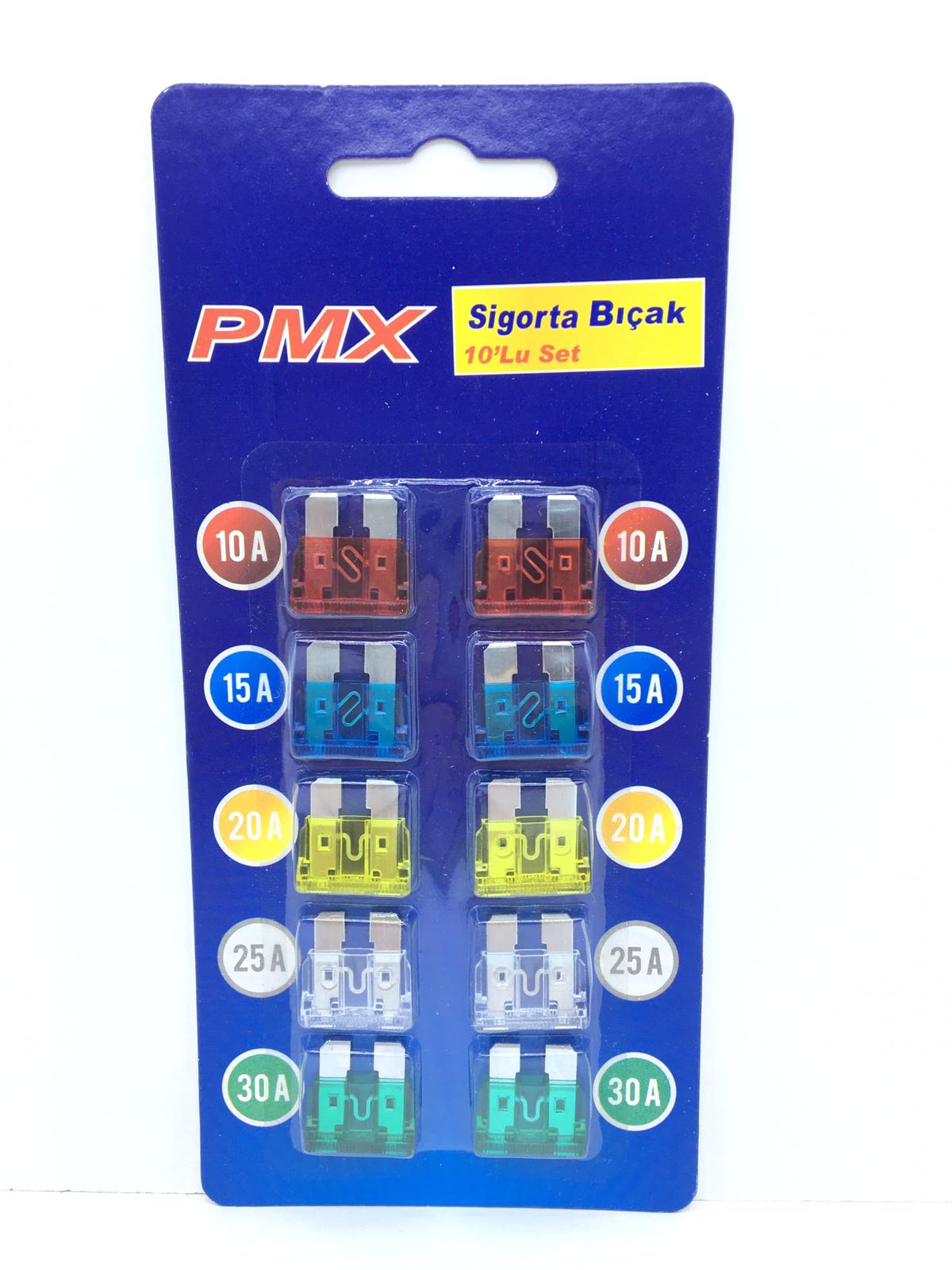 Juego de fusibles de cuchilla grande universales PMX de 10 unidades para vehículos