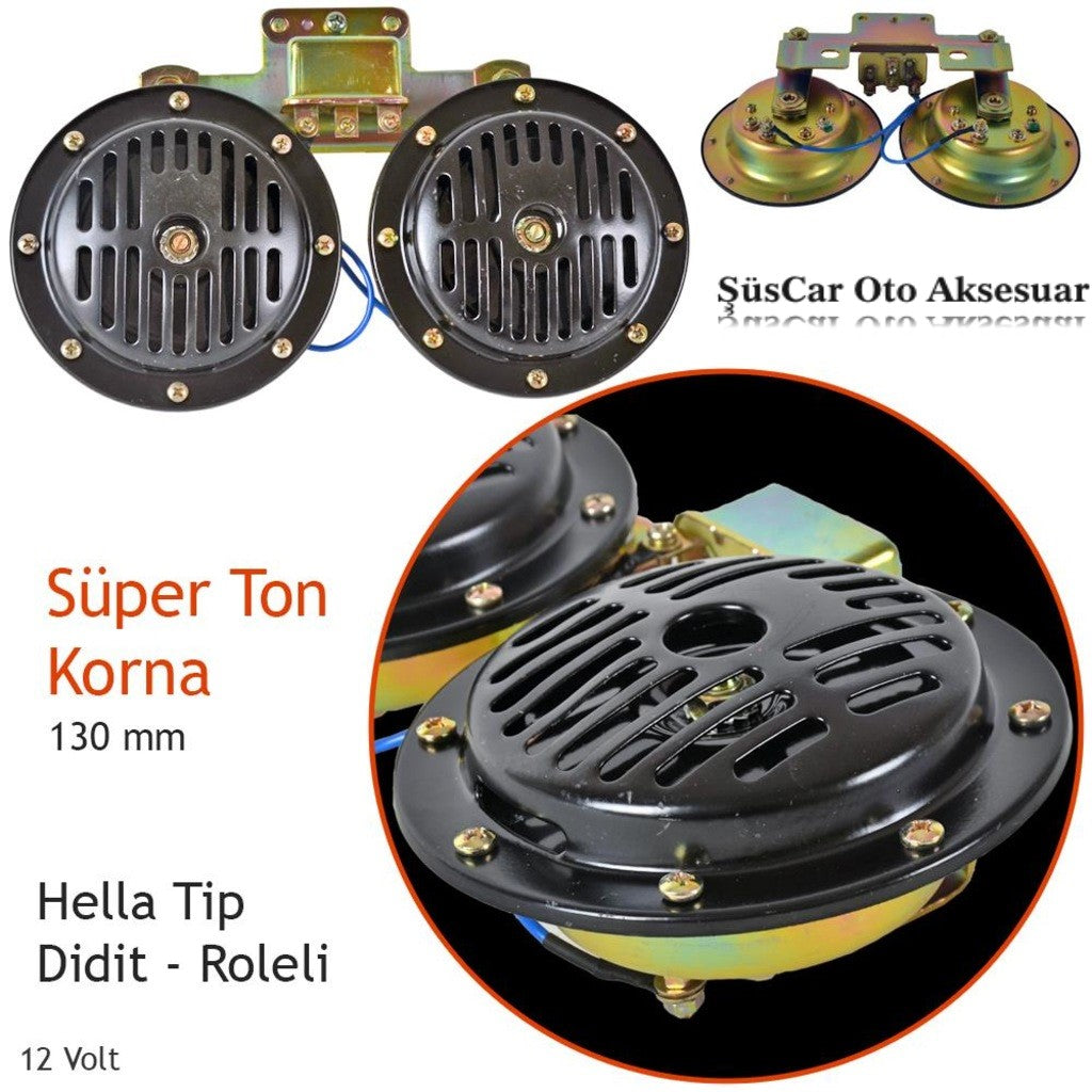 Juego de bocinas PMX Super Ton Didit (tipo Hella) con relé de 12V 130 mm