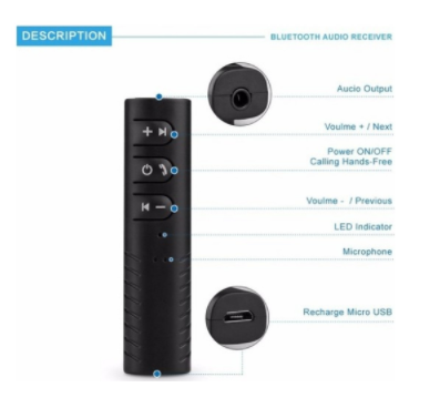 Polygold Kit de coche Bluetooth con entrada auxiliar, transmisor y micrófono inalámbrico