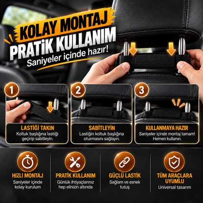 Premium Oto Koltuk Arkası Organizer Koruyucu ve Düzenleyici Suni Deri Su Geçirmez Çok Cepli Fonksiyonlu Araba İçi Cep Çanta Üniversal Siyah