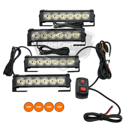 Profesyonel 6 Led Panjur İçi Tavan Tepe Çakar Lamba 4 lü Turuncu Ayaklı 12/24 Volt Off Road Ambulans İtfaiye Kurtarıcı Motosiklet Çakar Lamba İkaz Lambası Metal 9 Modlu Uyarı Işığı