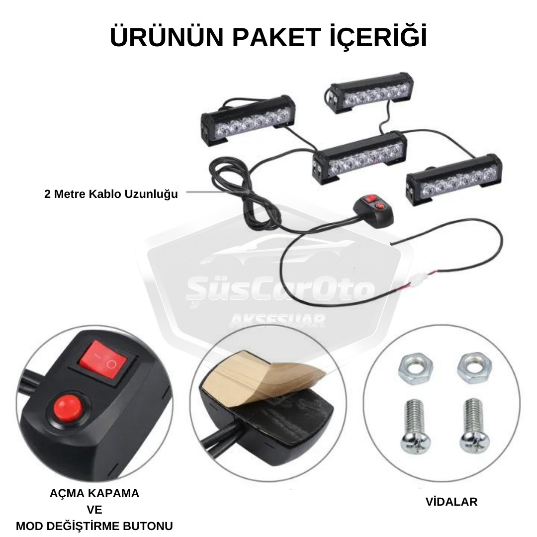 Profesyonel 6 Led Panjur İçi Tavan Tepe Çakar Lamba 4 lü Turuncu Ayaklı 12/24 Volt Off Road Ambulans İtfaiye Kurtarıcı Motosiklet Çakar Lamba İkaz Lambası Metal 9 Modlu Uyarı Işığı