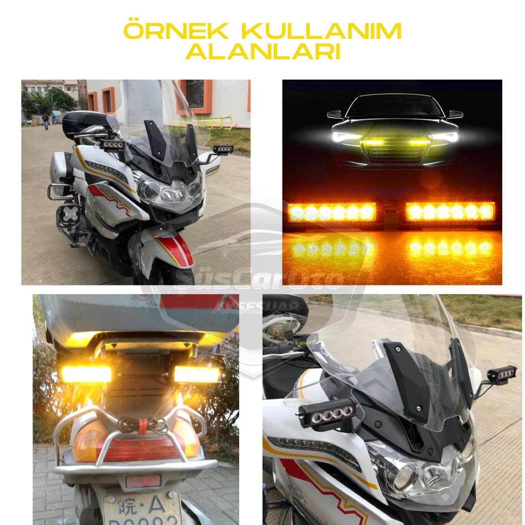 Profesyonel 6 Led Panjur İçi Tavan Tepe Çakar Lamba 4 lü Turuncu Ayaklı 12/24 Volt Off Road Ambulans İtfaiye Kurtarıcı Motosiklet Çakar Lamba İkaz Lambası Metal 9 Modlu Uyarı Işığı