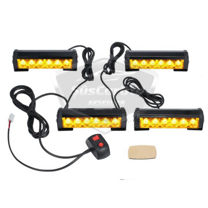 Profesyonel 6 Led Panjur İçi Tavan Tepe Çakar Lamba 4 lü Turuncu Ayaklı 12/24 Volt Off Road Ambulans İtfaiye Kurtarıcı Motosiklet Çakar Lamba İkaz Lambası Metal 9 Modlu Uyarı Işığı