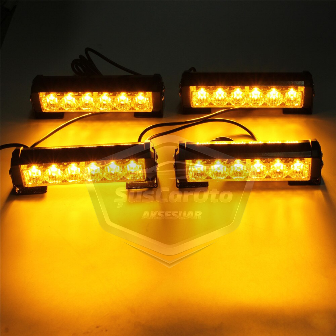 Profesyonel 6 Led Panjur İçi Tavan Tepe Çakar Lamba 4 lü Turuncu Ayaklı 12/24 Volt Off Road Ambulans İtfaiye Kurtarıcı Motosiklet Çakar Lamba İkaz Lambası Metal 9 Modlu Uyarı Işığı