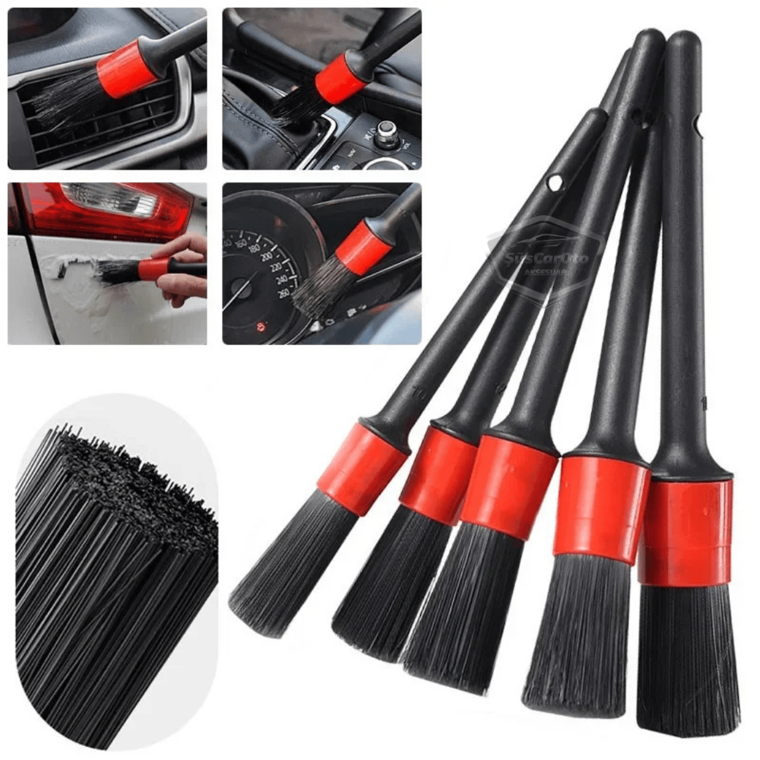 Set de cepillos profesionales para detalles de coches, 5 tamaños diferentes, cepillo de limpieza de ventilación de aire acondicionado para coche, cepillo de limpieza detallada interior y exterior de coche.