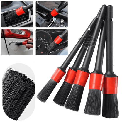 Set de cepillos profesionales para detalles de coches, 5 tamaños diferentes, cepillo de limpieza de ventilación de aire acondicionado para coche, cepillo de limpieza detallada interior y exterior de coche.