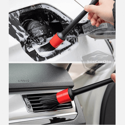 Set de cepillos profesionales para detalles de coches, 5 tamaños diferentes, cepillo de limpieza de ventilación de aire acondicionado para coche, cepillo de limpieza detallada interior y exterior de coche.