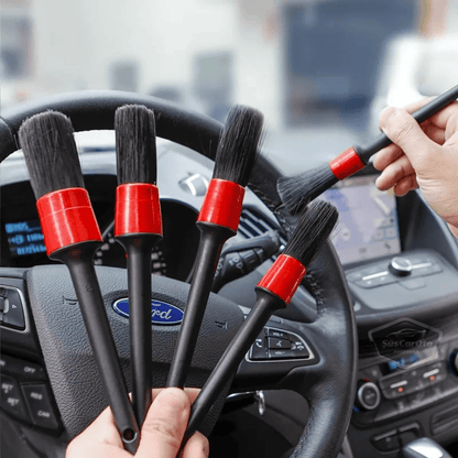 Set de cepillos profesionales para detalles de coches, 5 tamaños diferentes, cepillo de limpieza de ventilación de aire acondicionado para coche, cepillo de limpieza detallada interior y exterior de coche.