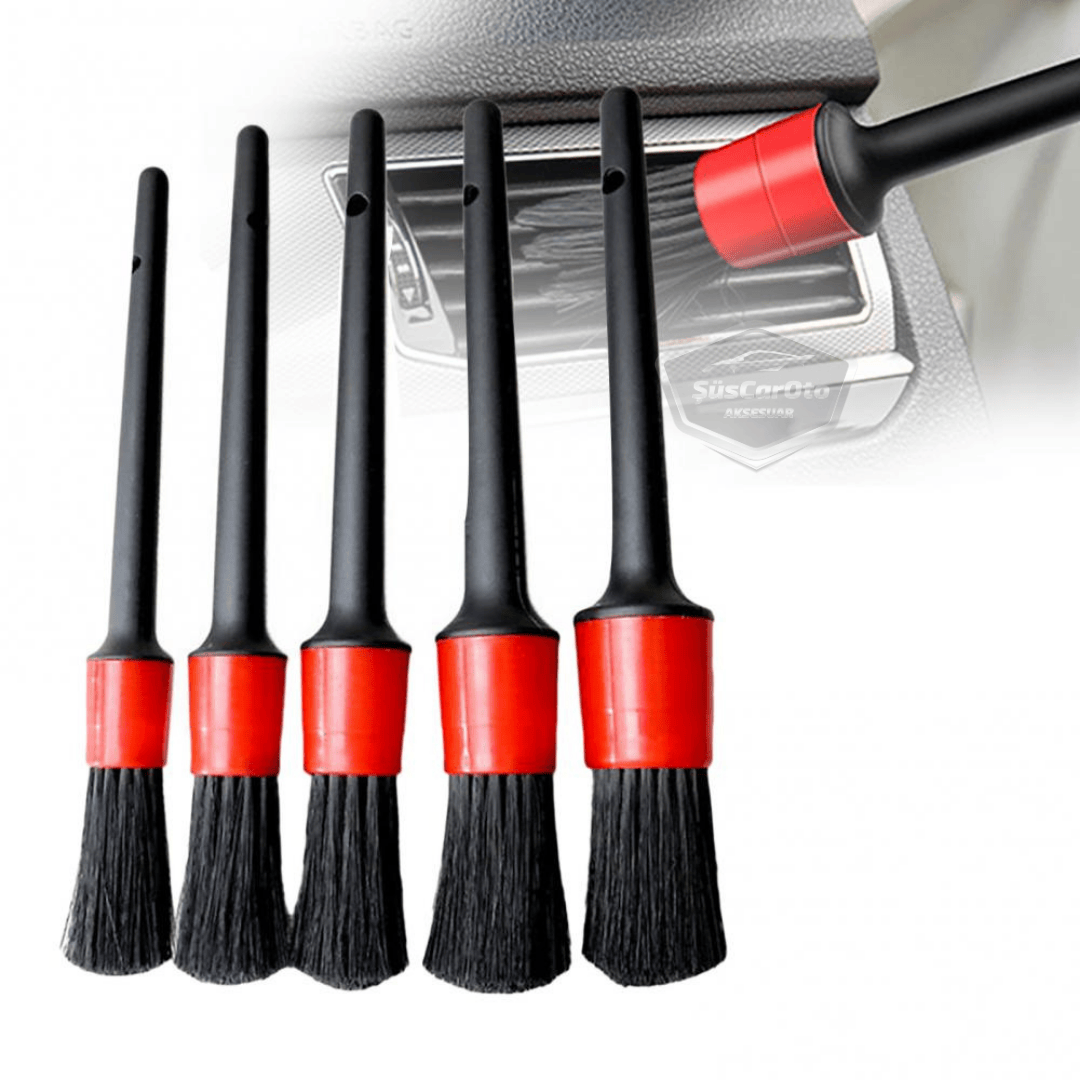 Set de cepillos profesionales para detalles de coches, 5 tamaños diferentes, cepillo de limpieza de ventilación de aire acondicionado para coche, cepillo de limpieza detallada interior y exterior de coche.