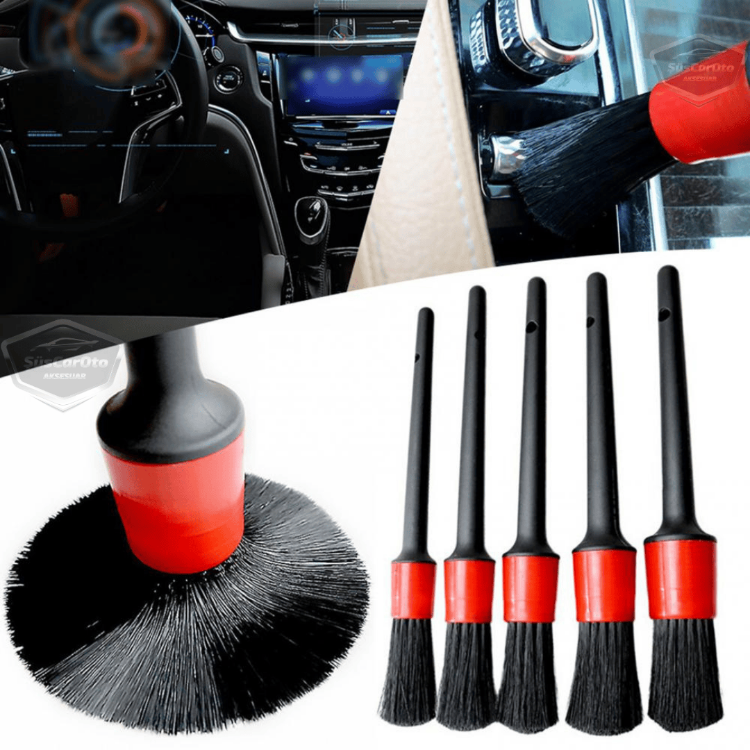 Set de cepillos profesionales para detalles de coches, 5 tamaños diferentes, cepillo de limpieza de ventilación de aire acondicionado para coche, cepillo de limpieza detallada interior y exterior de coche.