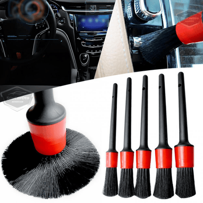 Set de cepillos profesionales para detalles de coches, 5 tamaños diferentes, cepillo de limpieza de ventilación de aire acondicionado para coche, cepillo de limpieza detallada interior y exterior de coche.