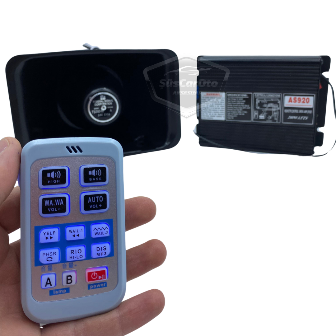 Sirena de policía profesional, sirena potente con control remoto inalámbrico, bocina, megáfono con micrófono, metal, 200W, 12V, AS920