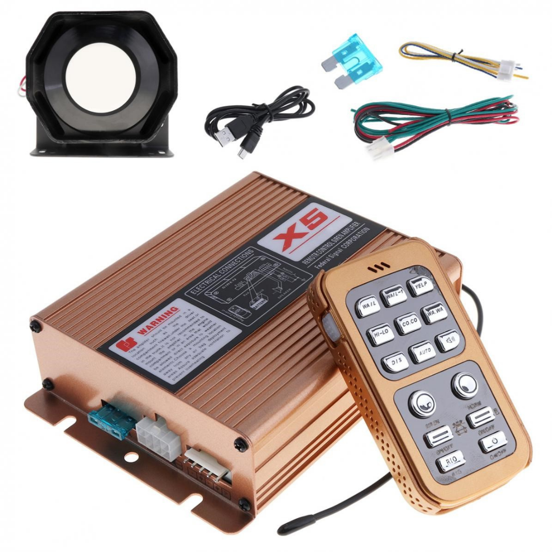 Sirena de policía profesional, potente bocina de sirena con control remoto, micrófono y megáfono, metal, 200 W, 12 V.