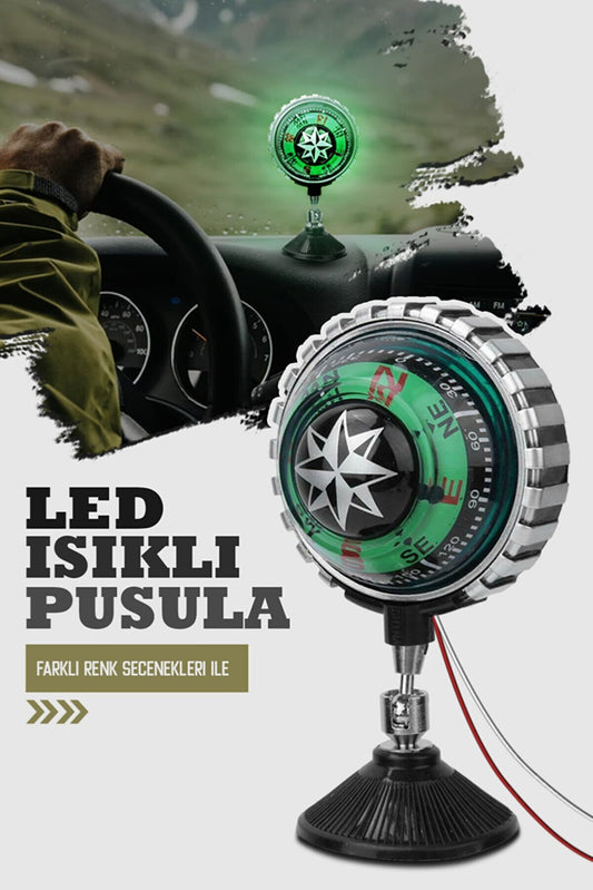 Brújula de luz Carub, con ventosa, tamaño grande, ajustable, estilo retro, 1 unidad.