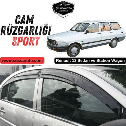 Juego de deflectores de ventana Mugen para Renault 12 Sedán Toros SW Station Wagon 1988-2001, 4 piezas, importado, negro brillante
