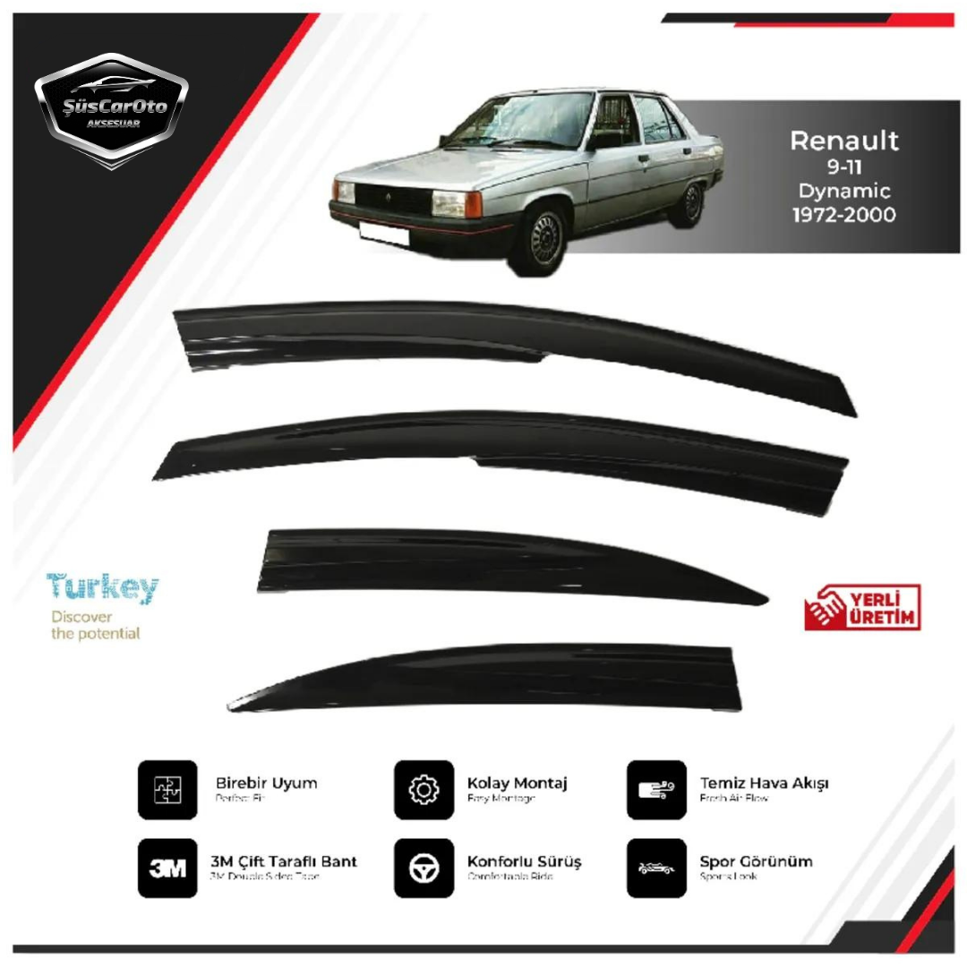 Deflectores de viento para ventanillas Mugen compatibles con todos los modelos Renault 9-11 Broadway Fairway Spring Flash, juego de 4, importados.