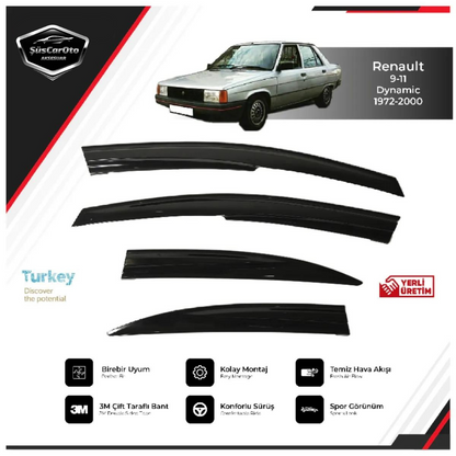 Deflectores de viento para ventanillas Mugen compatibles con todos los modelos Renault 9-11 Broadway Fairway Spring Flash, juego de 4, importados.