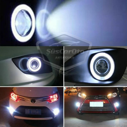 Renault Clio 3 2005-2013 Compatible Faro antiniebla Angel Eyes universal con lente, metal, impermeable, 76 mm, aro blanco, luz diurna, Angel Eyes, 2 unidades